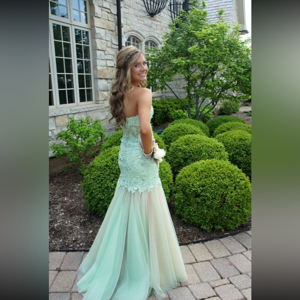 Sherri Hill Mint Green Strapless Prom Dress